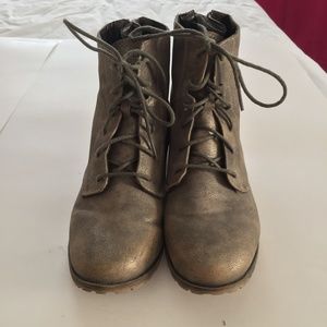 short gold combat boots